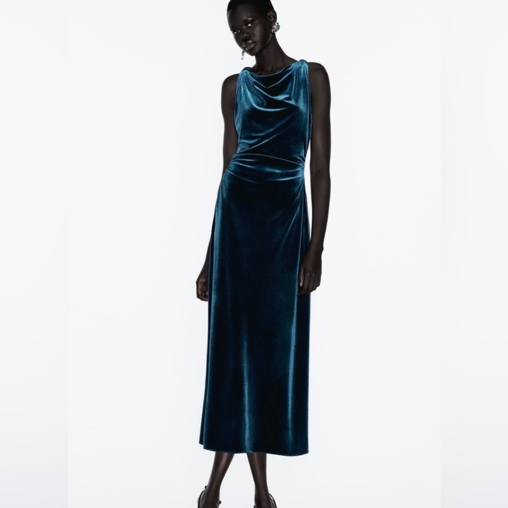 Zara Elegant Teal Maxi Dress